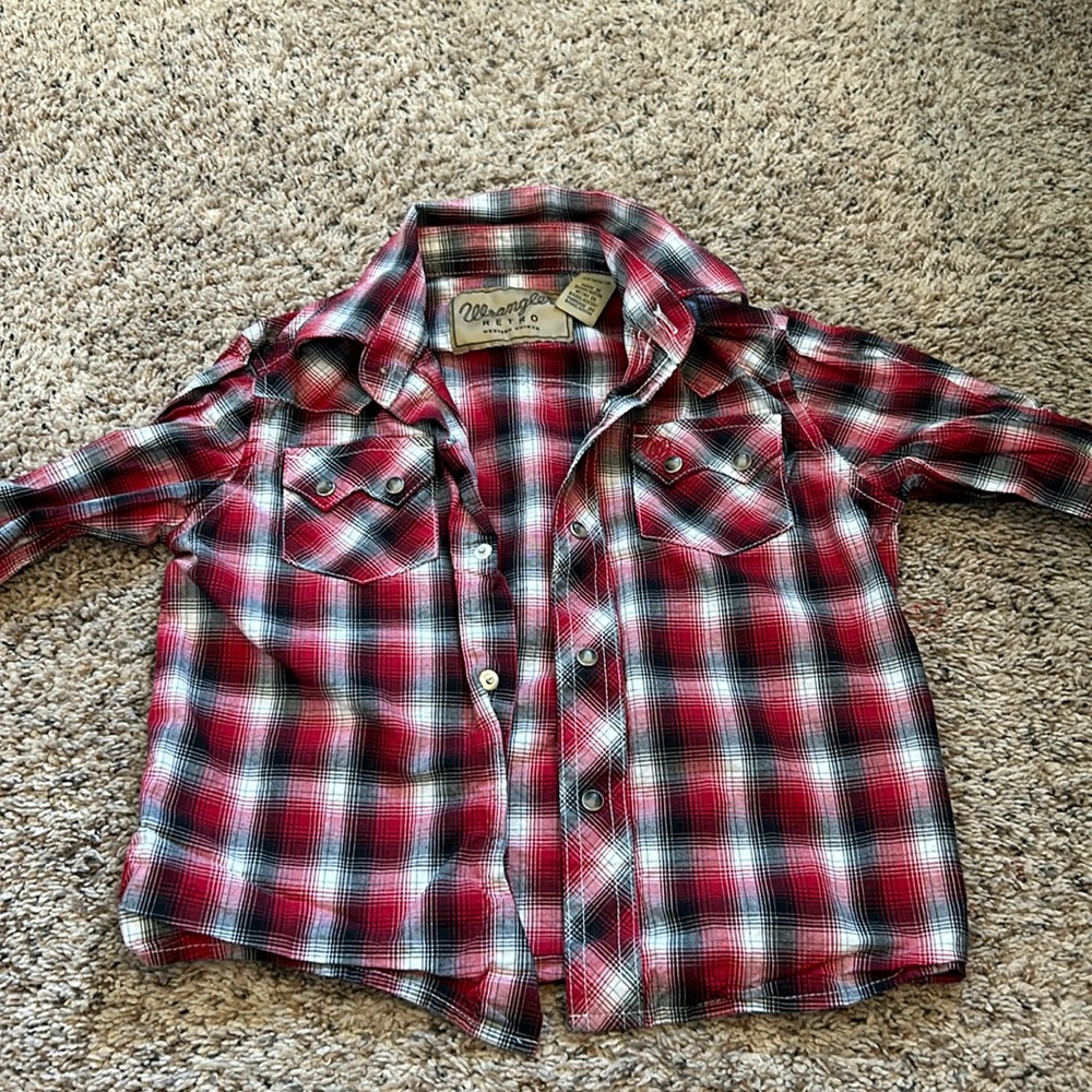 Kids wrangler retro long sleeve snap